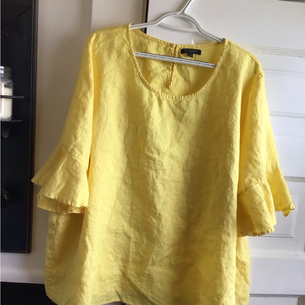 Yellow linen blouse by For Cynthia Woman, size 2X